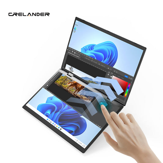 CRELANDER YG14D Dual Sceen Laptop 14+14 Inch Intel N95 CPU 360 Degree