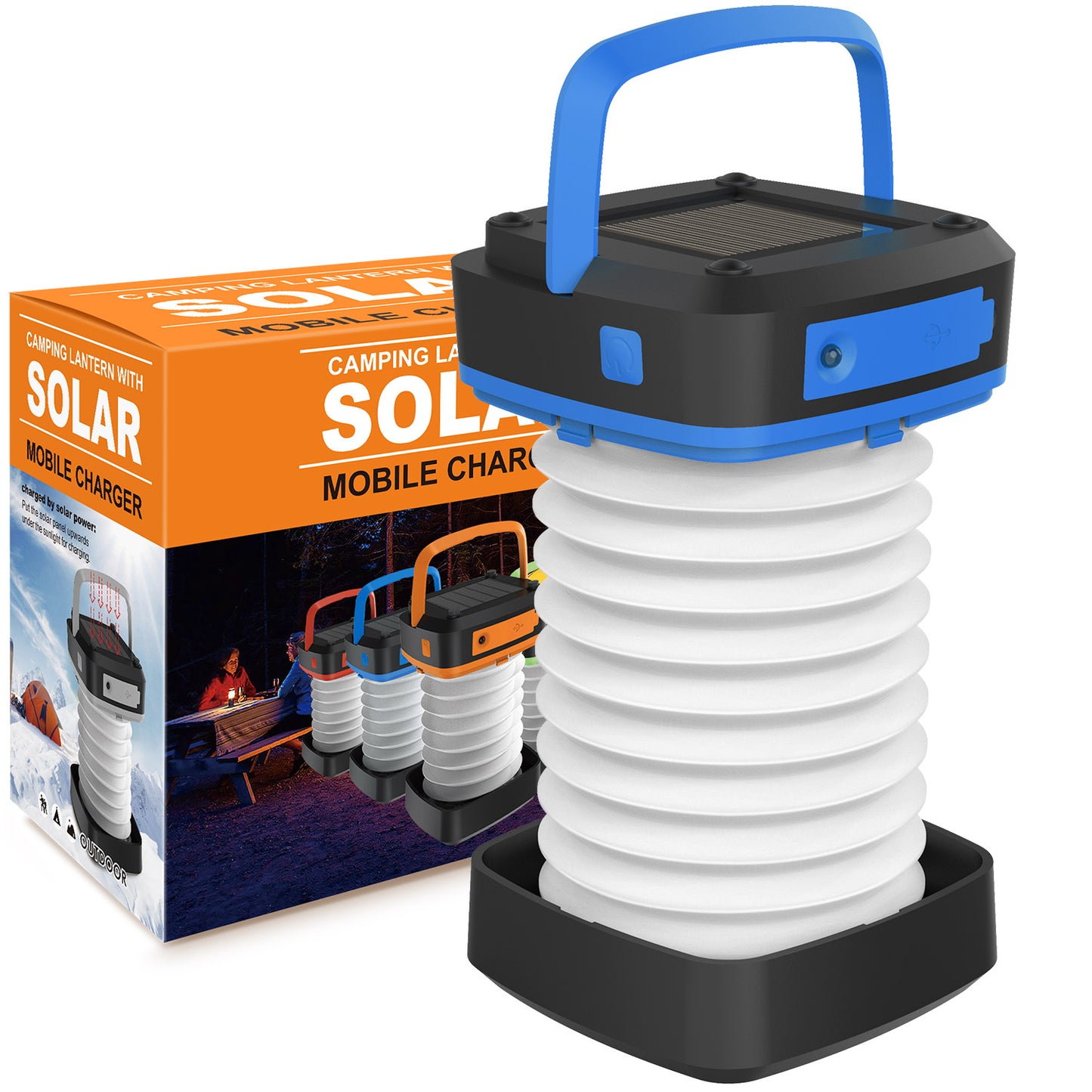 Luz de camping LED solar plegable portátil Crelander con 3 modos de iluminación