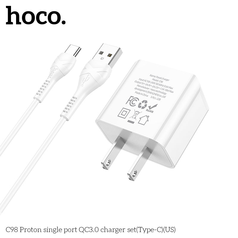 Crelander hoco.C98 Proton Single Port QC3.0 Charger kit(Type-c/Micro)