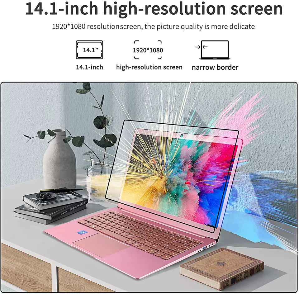 CRELANDER E140 Utra Slim Pink student‘s Laptop 14 Inch FHD