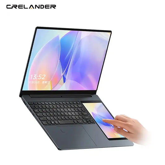 CRELANDER Dual Screen Laptop 15.6"+7" Touchscreen Laptops PC Notebook