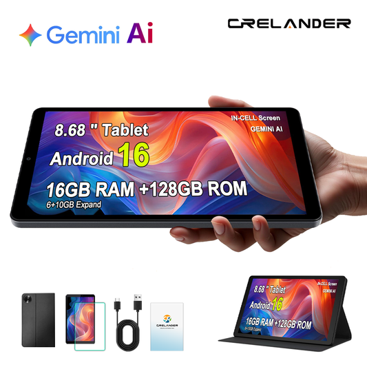 CRELANDER W87 Android Tablet, 8.68Inch Android 16 Tablet with 1340*800/60Hz