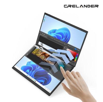 CRELANDER YG14D Dual Sceen Laptop 14+14 Inch Intel N95 CPU 360 Degree