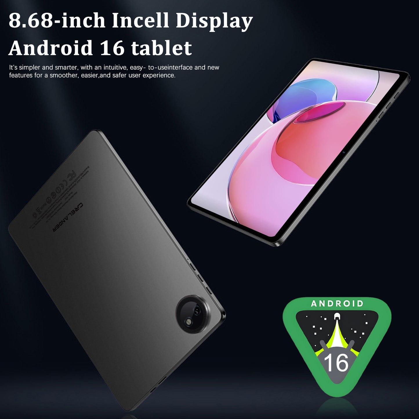 CRELANDER W87 Android Tablet, 8.68Inch Android 16 Tablet with 1340*800/60Hz