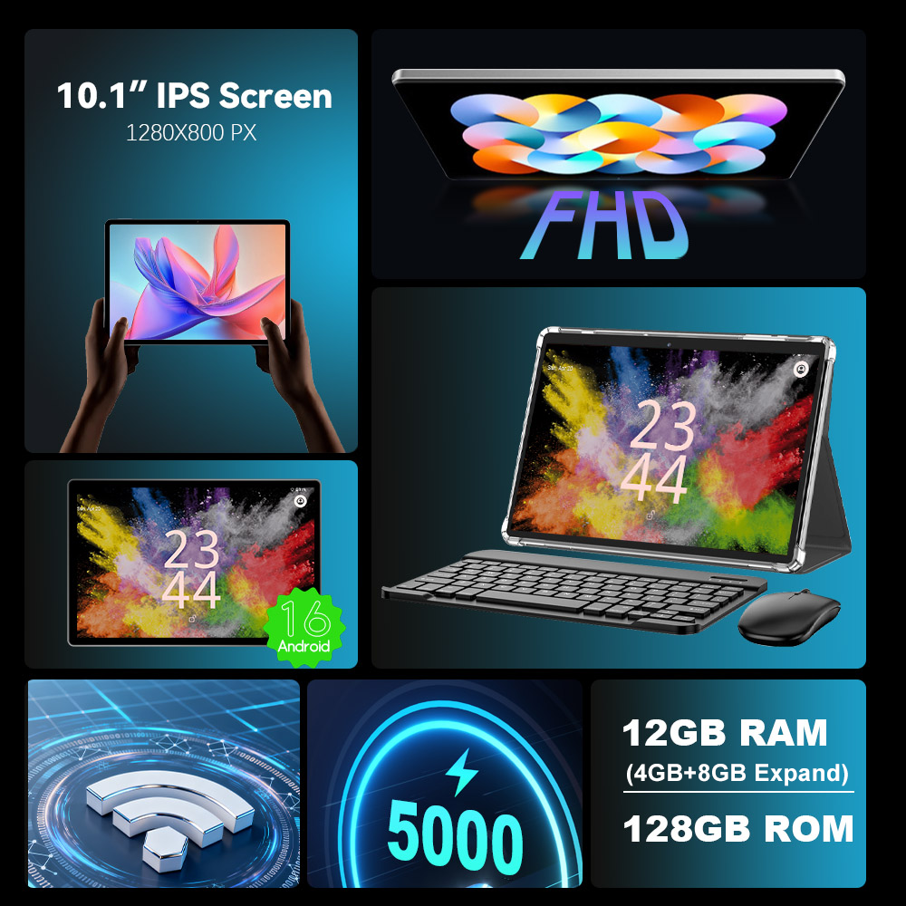 CRELANDER W30PRO Android Tablet, 10.1 Inch Android 16 Tablet with 1280x800