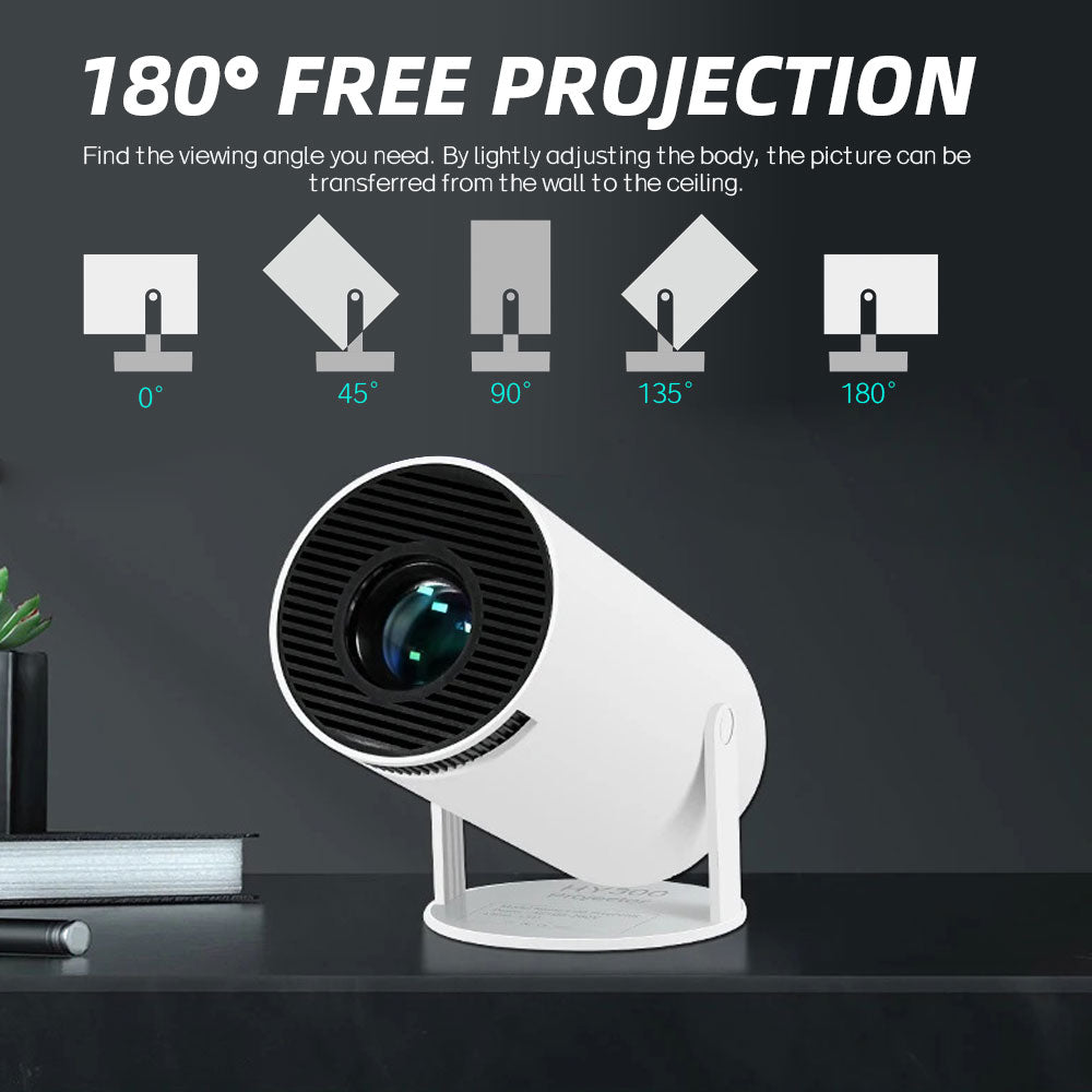 CRELANER Mini Projector 4K support with WiFi 6 and Bluetooth 5.4, 180°Rotatable Portable