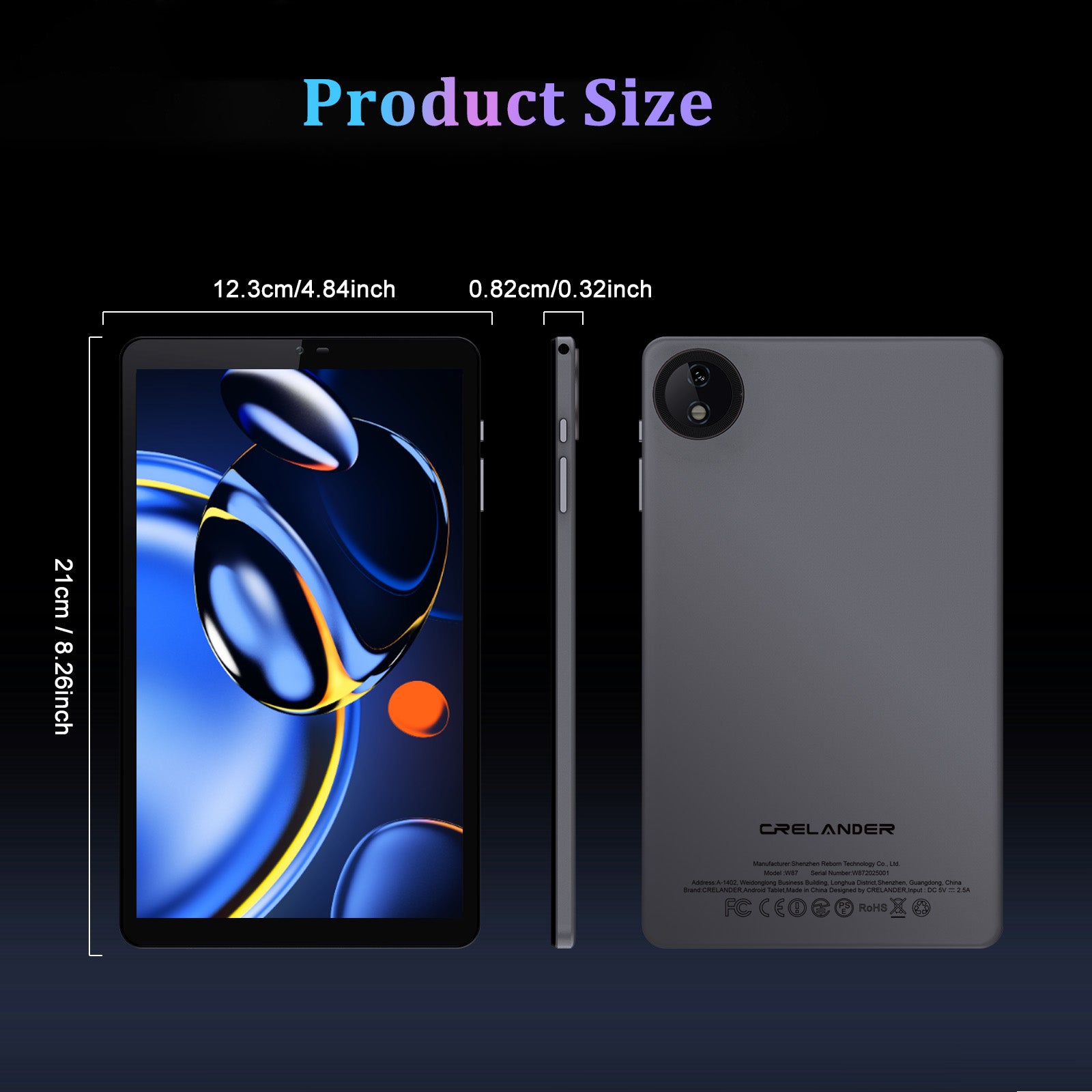 新品未開封 Android15 8.68インチ CRELANDER W87 CRELANDER W87 Android Tablet, 8.68Inch Android 16 Tablet with 1340