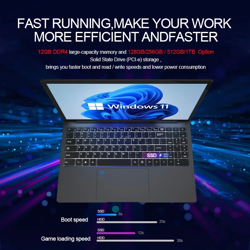 Crelander Gaming Laptops 15,6 Zoll Intel Celeron N5095