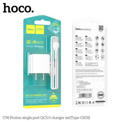 Crelander hoco.C98 Proton Single Port QC3.0 Charger kit(Type-c/Micro)