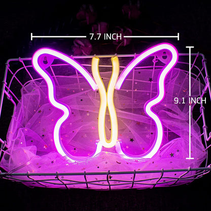 Letrero de luz LED de neón con mariposa Crelander