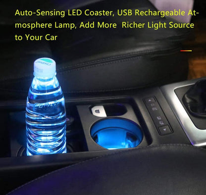 Crelander - Juego de 2 luces LED para portavasos de coche