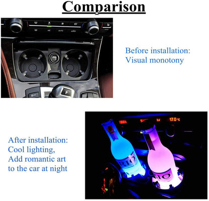 Crelander - Juego de 2 luces LED para portavasos de coche