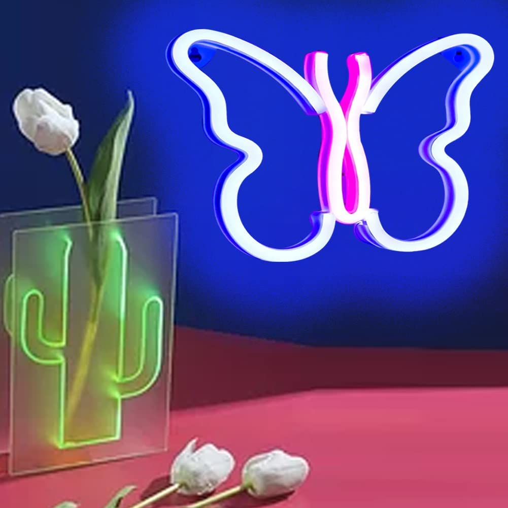 Letrero de luz LED de neón con mariposa Crelander