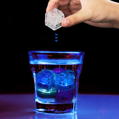 Crelander Paquete de 12 cubitos de hielo LED multicolor para bebidas