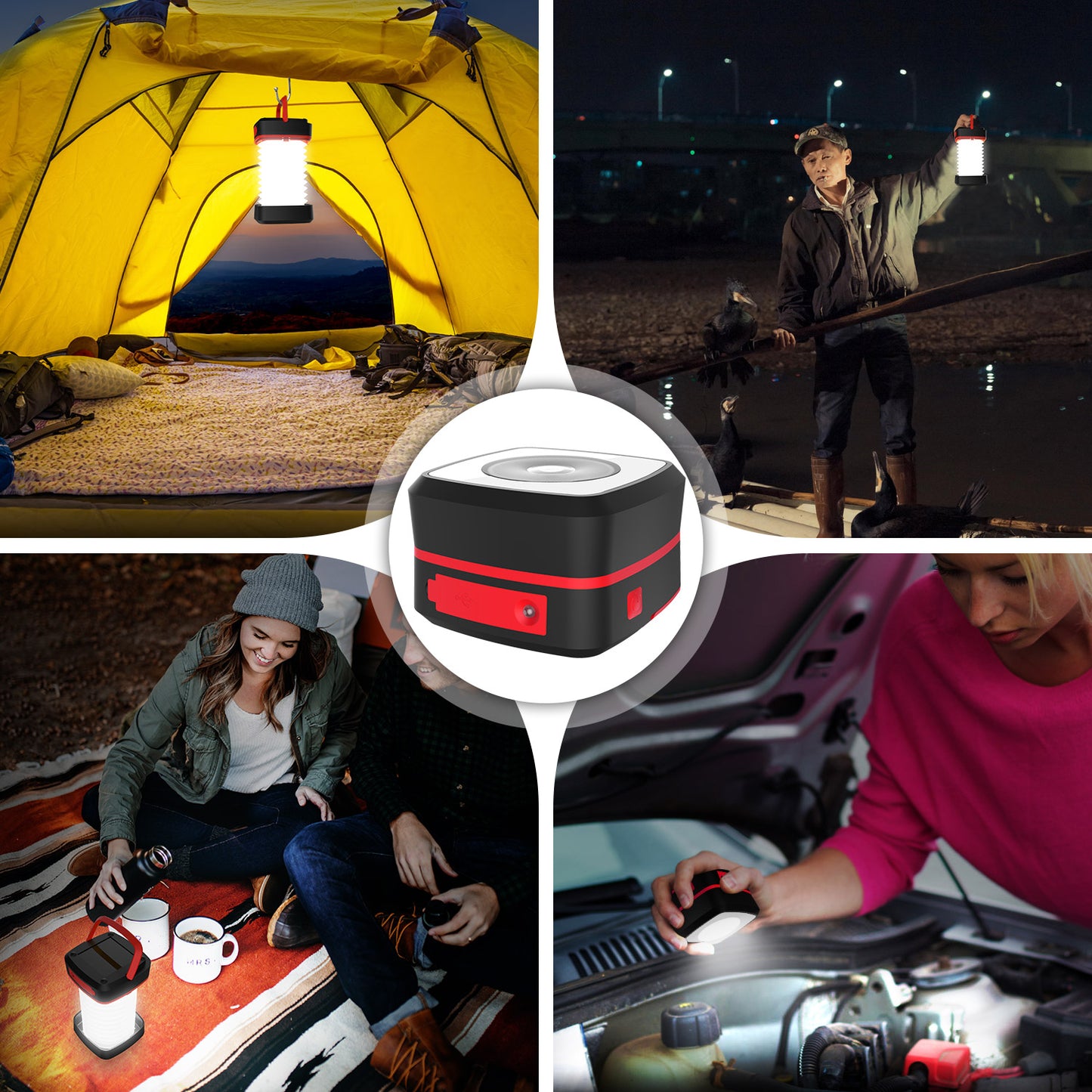 Luz de camping LED solar plegable portátil Crelander con 3 modos de iluminación