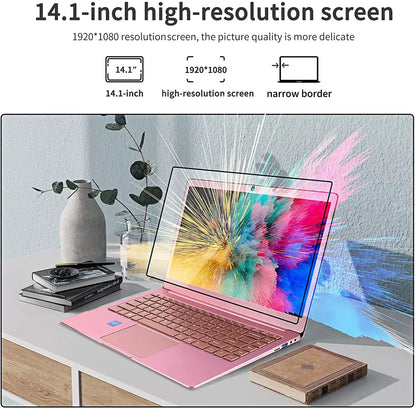 CRELANDER Utra Slim Pink Laptop 14 Inch FHD
