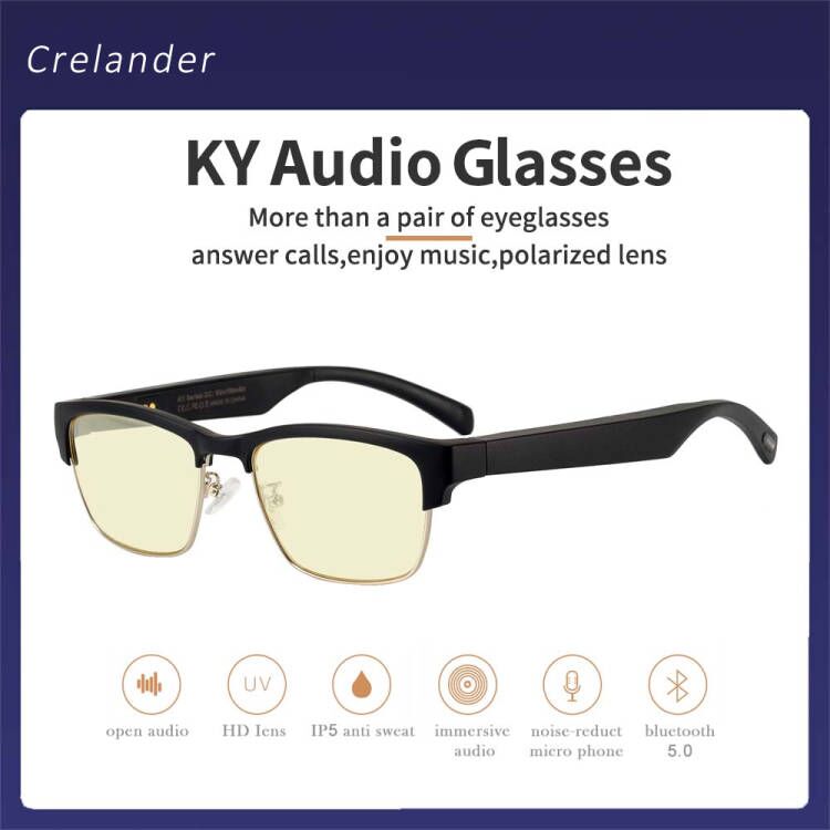 CRELANDER KY Smart Glasses Wireless Bluetooth Hands-Free Calling Music Audio Sports Glasses