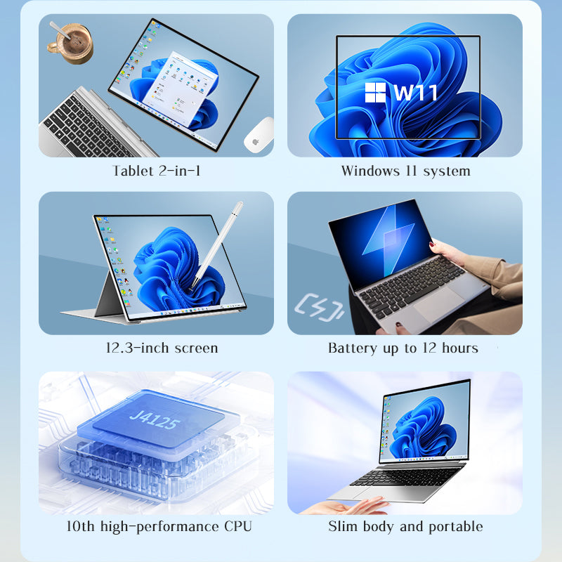 CRELANDER Ultra Thin Laptop 12.3 Inch 2000*3000p 3K HD Intel 10th Generation RAM 8GB SSD 512GB Windows 11 Touch Screen Laptop